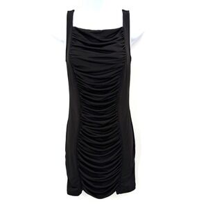 Y2K Do + Be Ruched Mini Dress Size L Black Open Back Club Party Homecoming